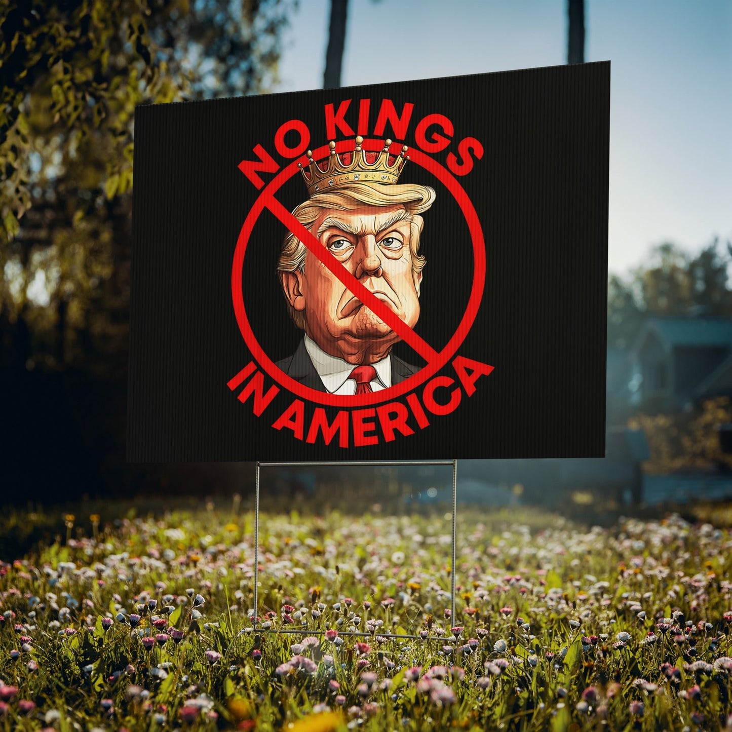 No Kings in America" Anti - Trump Yard Sign – Rule of Law, Not Royalty - DON'S Downfall