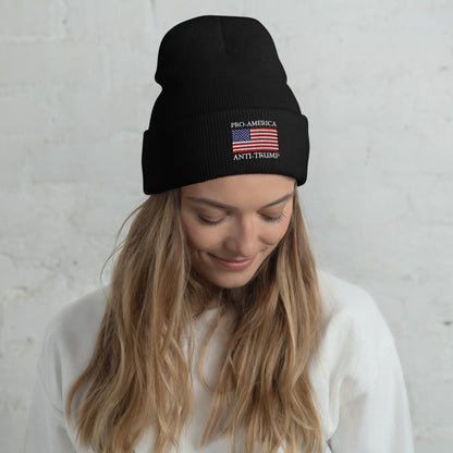 Pro America - Anti Trump Cuffed Beanie - DON'S Downfall